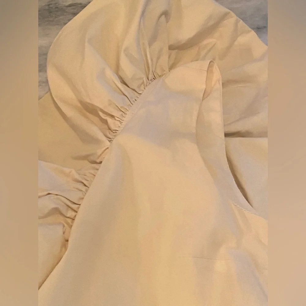 English Factory Cotton Tiered Midi Dress Ruffle V-Neck Cream SKU353 - Picture 7 of 12